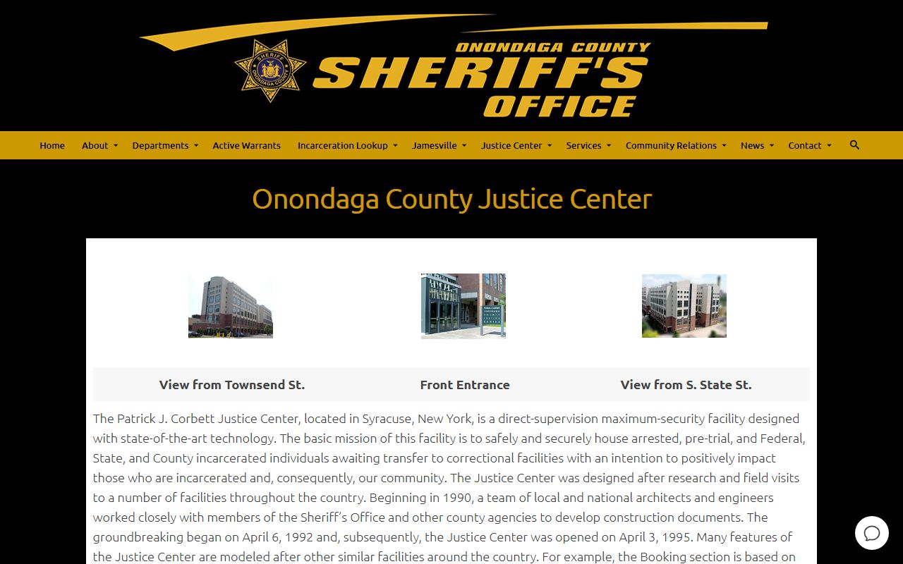 Patrick J. Corbett Justice Center Onondaga County jail overview